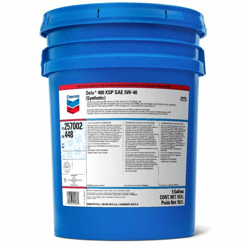 CHEVRON Delo 400 XSP Full Synthetic Motor Oil, SAE 5W-40, 5 Gallon 1 CHEVRON Delo 400 XSP Full Synthetic Motor Oil, SAE 5W-40, 5 Gallon