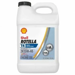 SHELL 15W-40 Rotella T4 Triple Protection Motor Oil, 2.5 Gallon