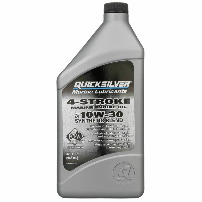 QUICKSILVER 10W30 Synthetic Blend 4-Stroke Outboard Oil, Quart 1 QUICKSILVER 10W30 Synthetic Blend 4-Stroke Outboard Oil, Quart
