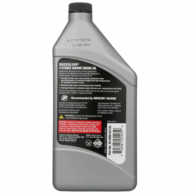 QUICKSILVER 10W30 Synthetic Blend 4-Stroke Outboard Oil, Quart 2 QUICKSILVER 10W30 Synthetic Blend 4-Stroke Outboard Oil, Quart - Image 2
